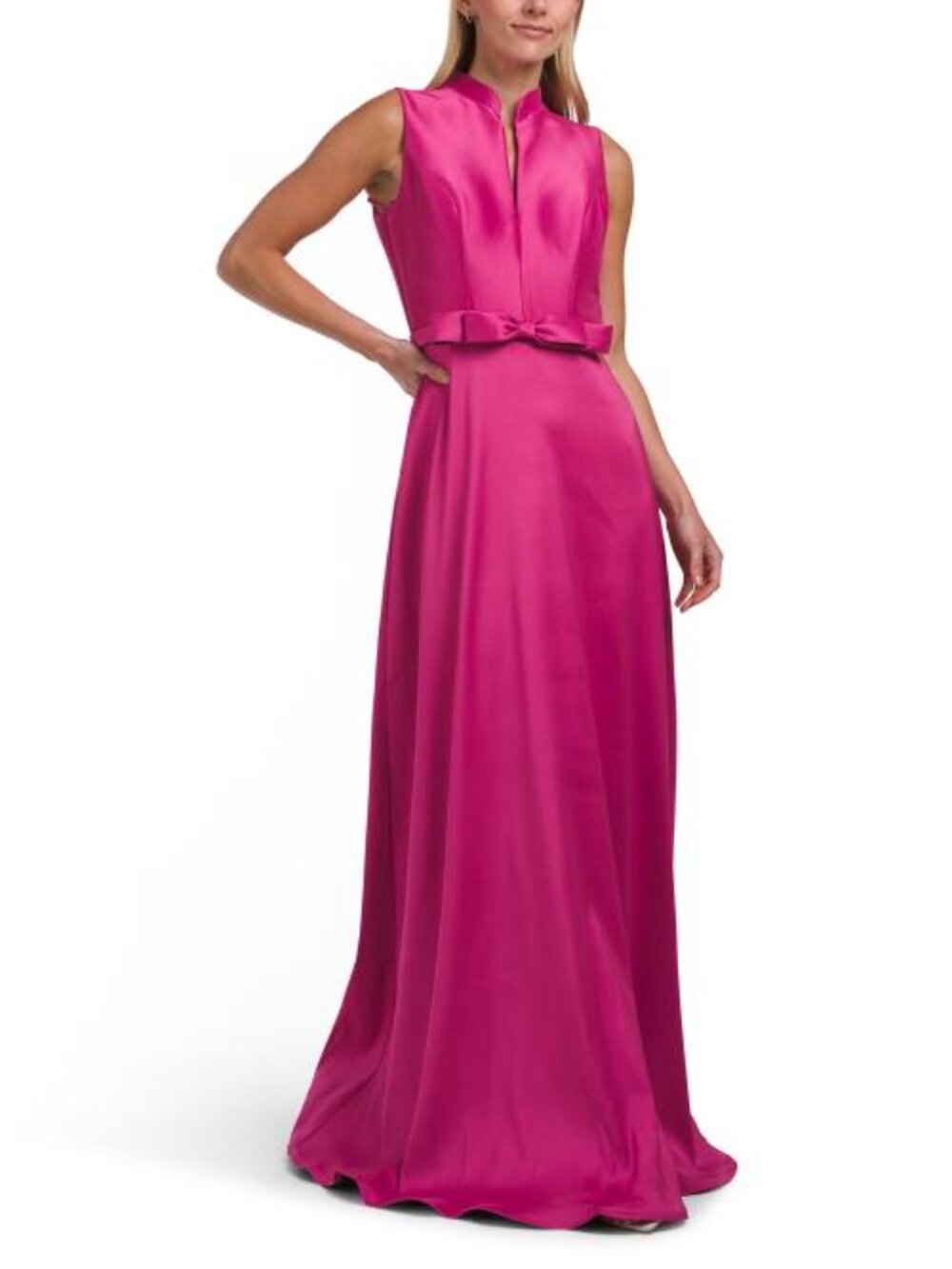 RENE BY RENE RUIZ Sleeveless Mikado Gown With Bow Waistband